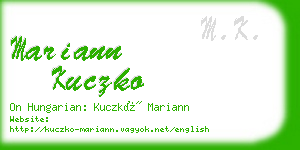 mariann kuczko business card